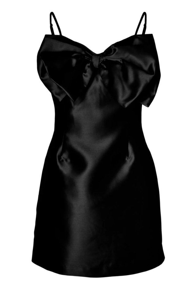 Calista Short Bow Strap Dress - Black  - Image 2