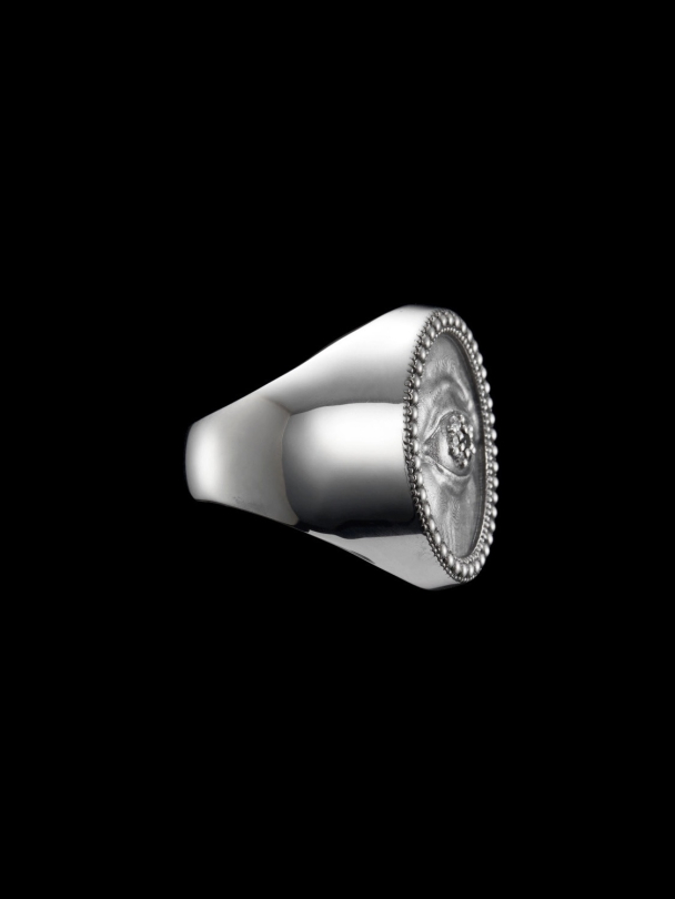 Lovers Eye Ring Oxidized Silver - Lab Grown Diamonds & Black Diamond - Image 3