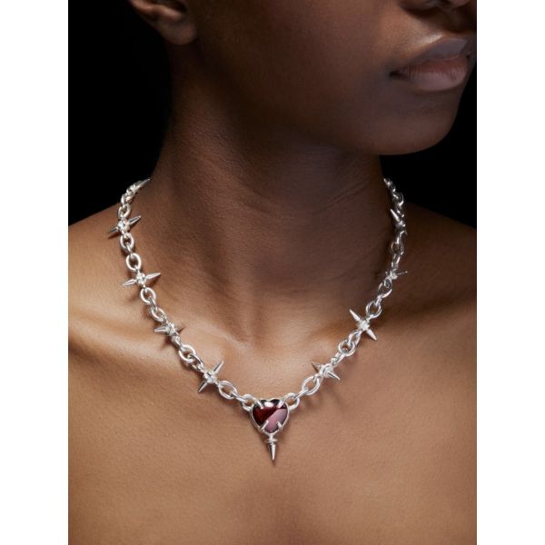 The Queens Necklace Silver - Red Garnet OS