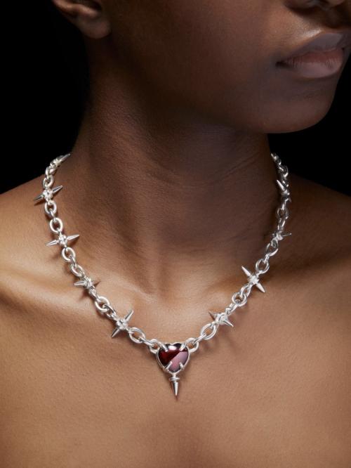 The Queens Necklace Silver - Red Garnet OS