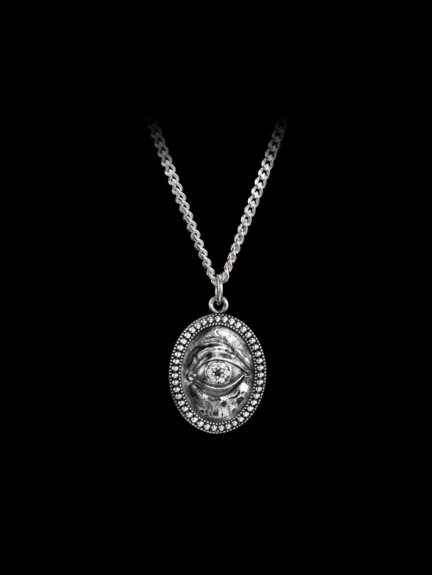 Lovers Eye Necklace Oxidized Silver - Lab grown Diamonds & Black Diamond - Image 2
