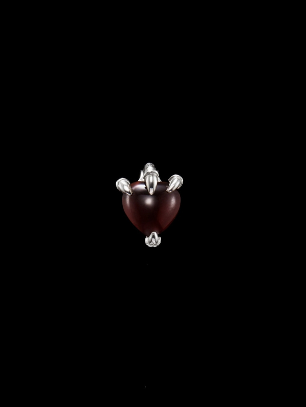 Claw Stud - Silver - Red Garnet - Image 2
