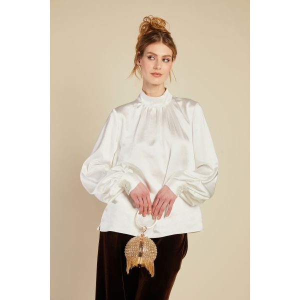 Bertine Satin Blouse - White