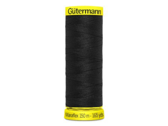 000 Maraflex- elastisk sytråd 150m farge 000 sort