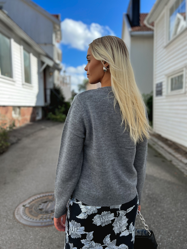 Lana Knit Wool O-neck - Grey Melange - Image 6