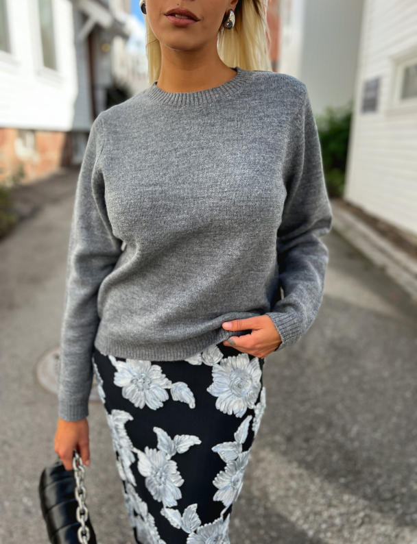 Lana Knit Wool O-neck - Grey Melange - Image 1