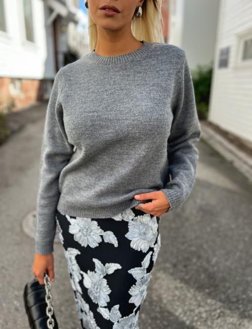 Lana Knit Wool O-neck - Grey Melange