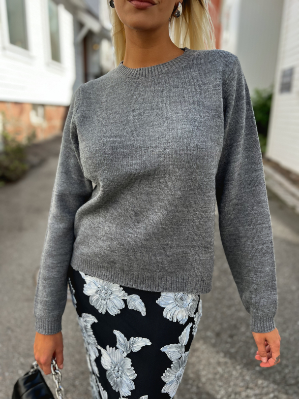 Lana Knit Wool O-neck - Grey Melange - Image 9
