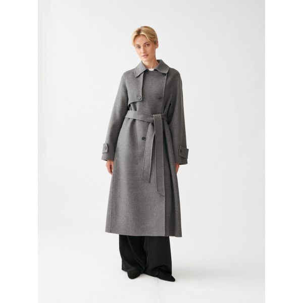 DOUBLE FACED WOOL LONG TRENCH