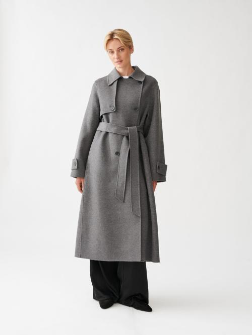 DOUBLE FACED WOOL LONG TRENCH