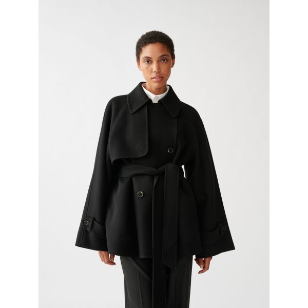 DOUBLE FACED WOOL SHORT TRENCH