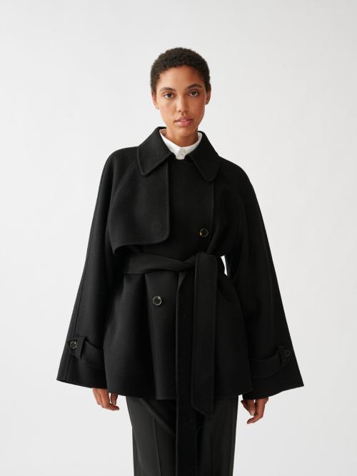 DOUBLE FACED WOOL SHORT TRENCH