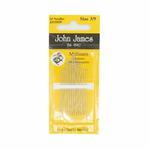JJ15039   John James Milliners / Straw Needles Assorted Sizes 3/9 16ct