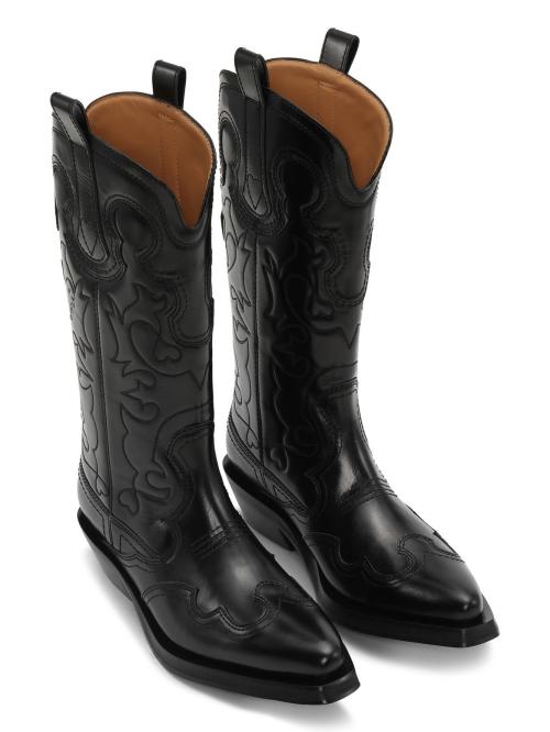 Mid Shaft Embroidered Western Boot