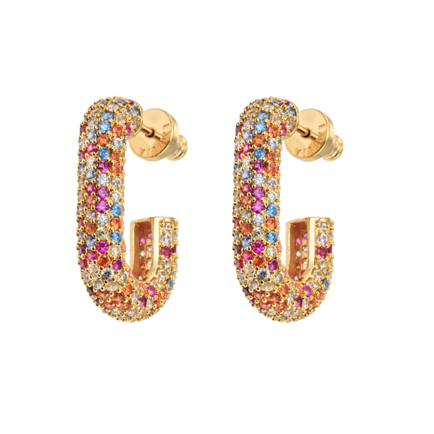 SQUARE CHUNKY HOOPS MULTI - Image 1