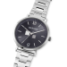 Silver Watch Round Statement Unisex Midnight Blue Stainless Steel Frosted