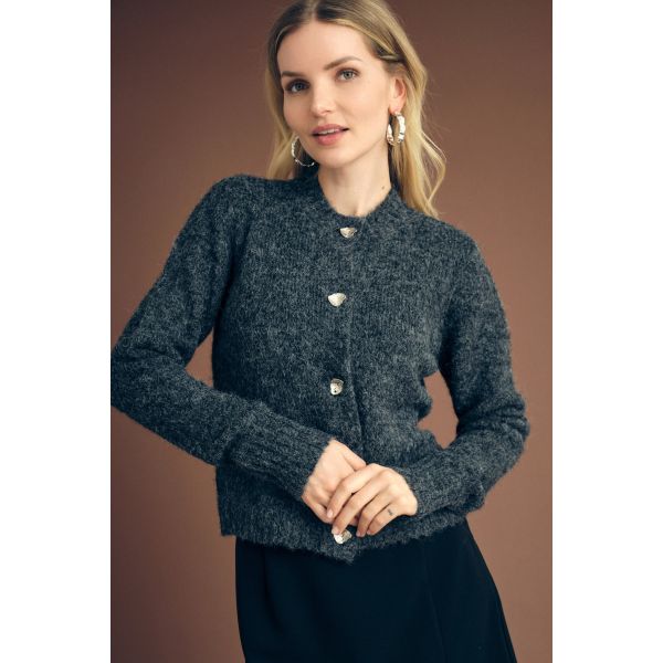 Audrey Knit Cardigan - Dark Grey