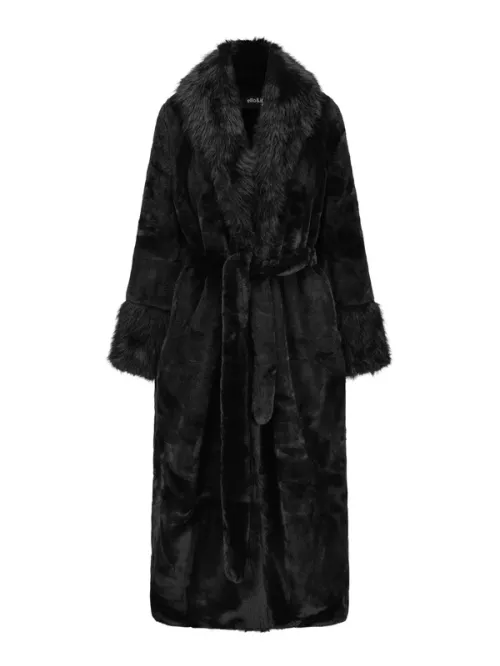 Caroline Fake Fur Jacket Blk