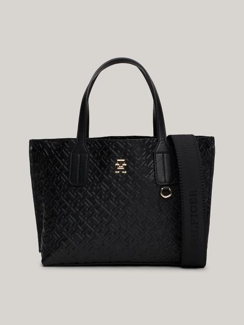 TH MONOGRAM EMBOSSED TOTE - Black