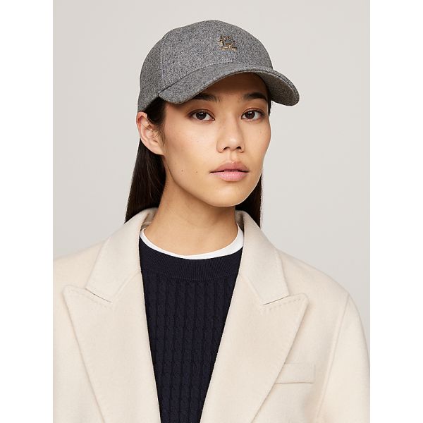 TH MONOGRAM WOOL BLEND BASEBALL CAP - Mid Grey Melange