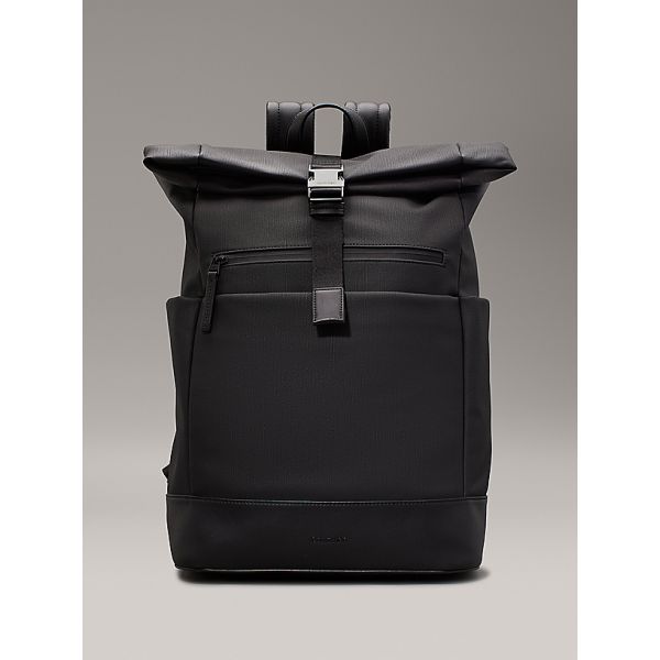 Roll Top Backpack - Black Textured