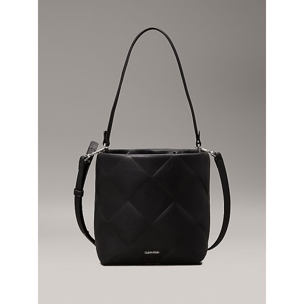 Quilted 2-In-1 Bucket Bag - Black 