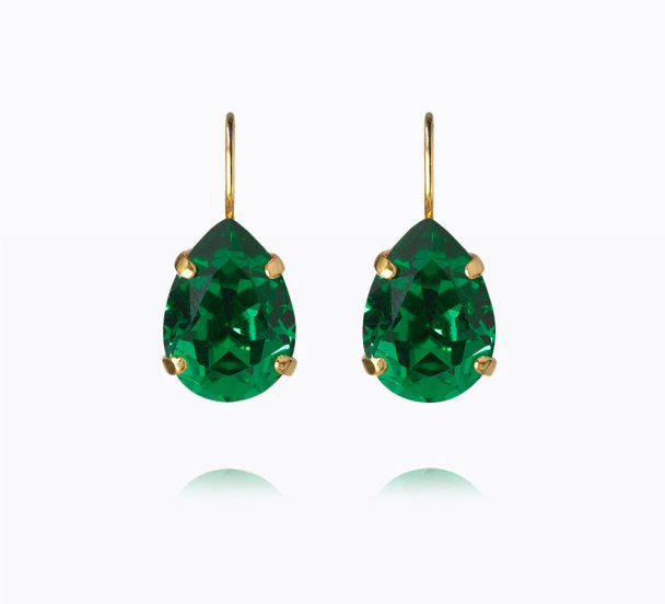 Mini Drop Clasp Earrings Gold - Majestic Green