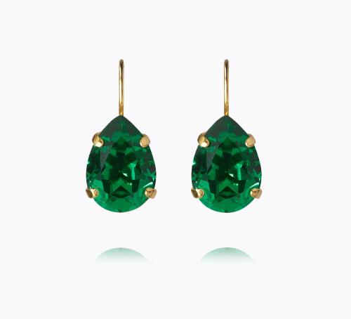 Mini Drop Clasp Earrings Gold - Majestic Green