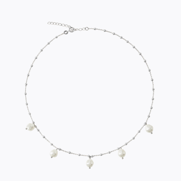 Emmy Pearl Necklace Rhodium