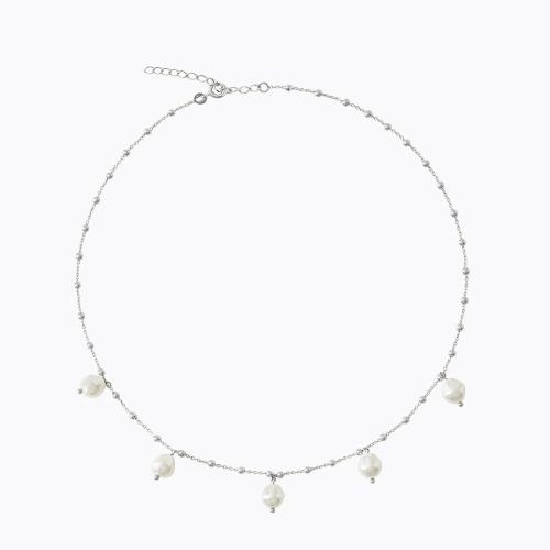 Emmy Pearl Necklace Rhodium