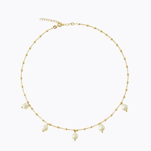 Emmy Pearl Necklace Gold 