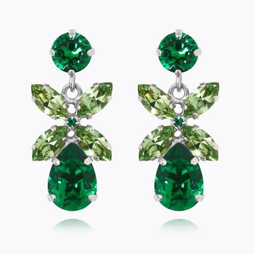Mini Dione Earrings Rhodium - Majestic Green Combo