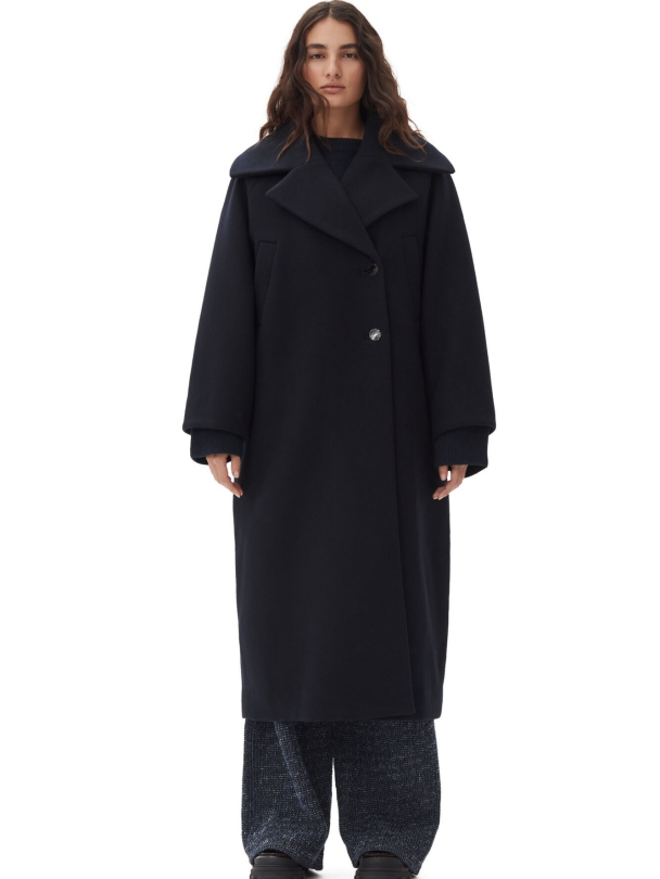 Boiled Wool Large Collar Coat - Image 2
