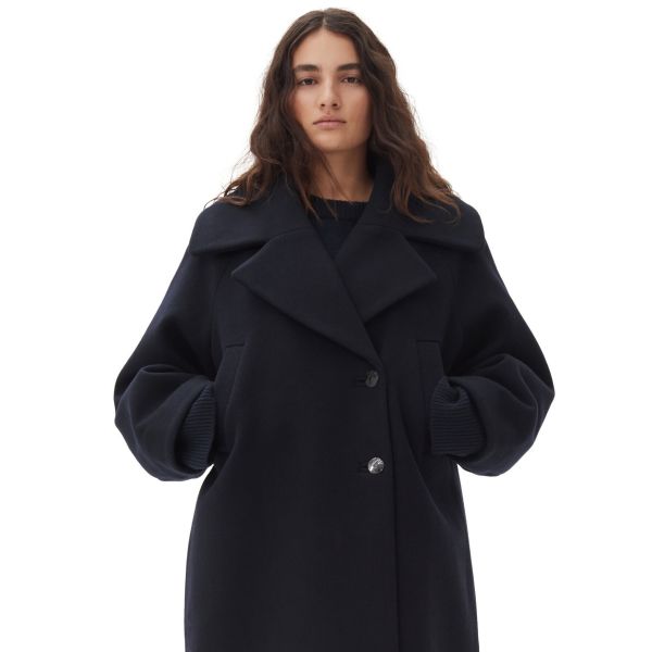 Boiled Wool Large Collar Coat