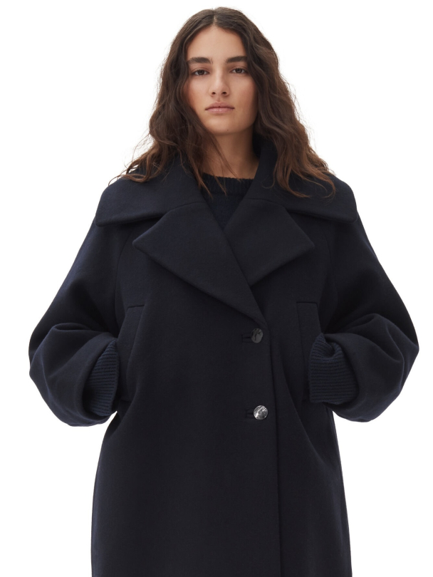 Boiled Wool Large Collar Coat - Image 1