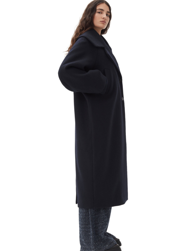Boiled Wool Large Collar Coat - Image 4