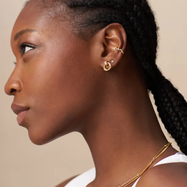 ORELIA Twist Pave Ear Cuff - Image 2