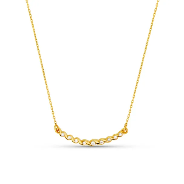ORELIA Crystal Curved Bar Necklace - Image 1