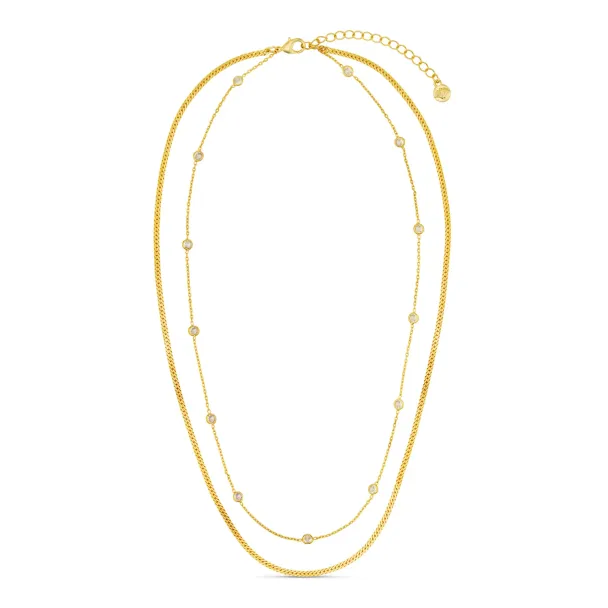 ORELIA Crystal & Snake 2-Row Necklace - Image 2