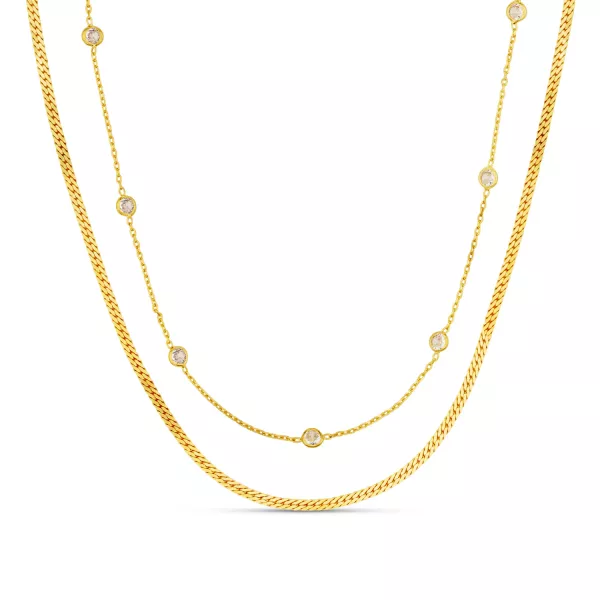 ORELIA Crystal & Snake 2-Row Necklace