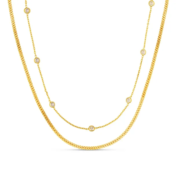 ORELIA Crystal & Snake 2-Row Necklace - Image 1
