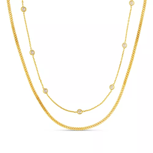 ORELIA Crystal & Snake 2-Row Necklace