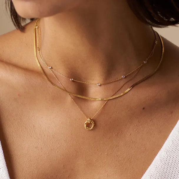 ORELIA Crystal & Snake 2-Row Necklace - Image 3