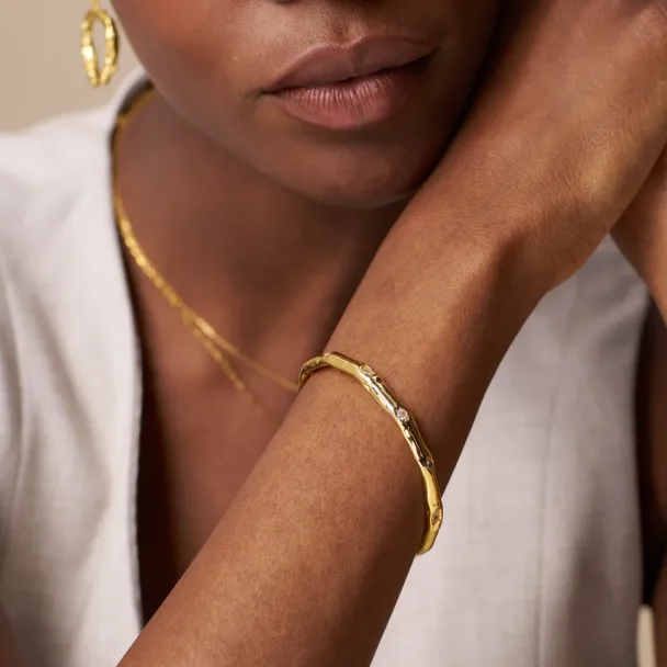 ORELIA Molten & Crystal Bangle - Image 2