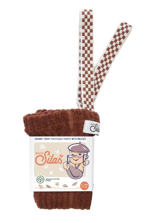 Silly Silas | Granny Teddy Footless Tights - Cinnamon Checked 