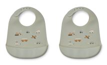 Liewood | Tilda Smekke Silikon 2-pk - Vehicles/Dove Blue Mix
