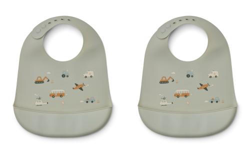 Liewood | Tilda Smekke Silikon 2-pk - Vehicles/Dove Blue Mix