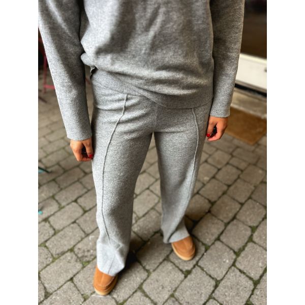 Emilie Knit Pant - Light Grey Melange