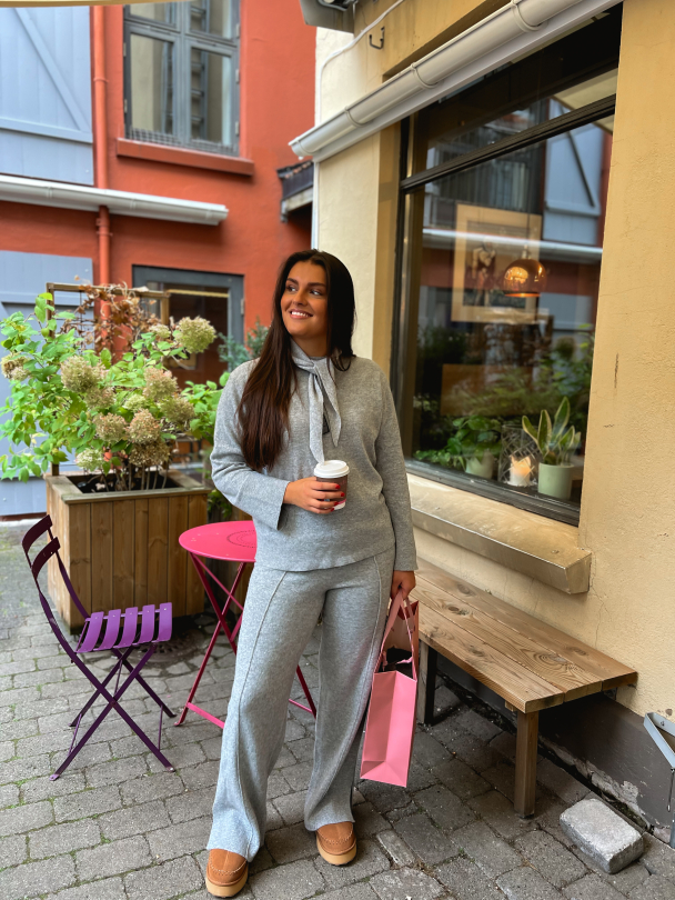Emilie Knit Pant - Light Grey Melange - Image 6