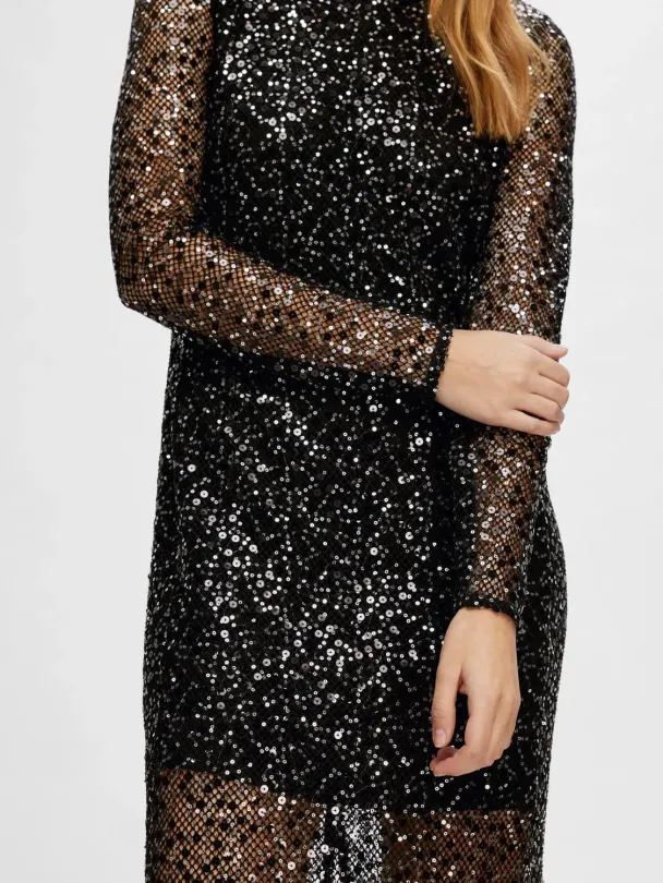 SELECTED FEMME Noel Sequin Ankle Dress - Image 2